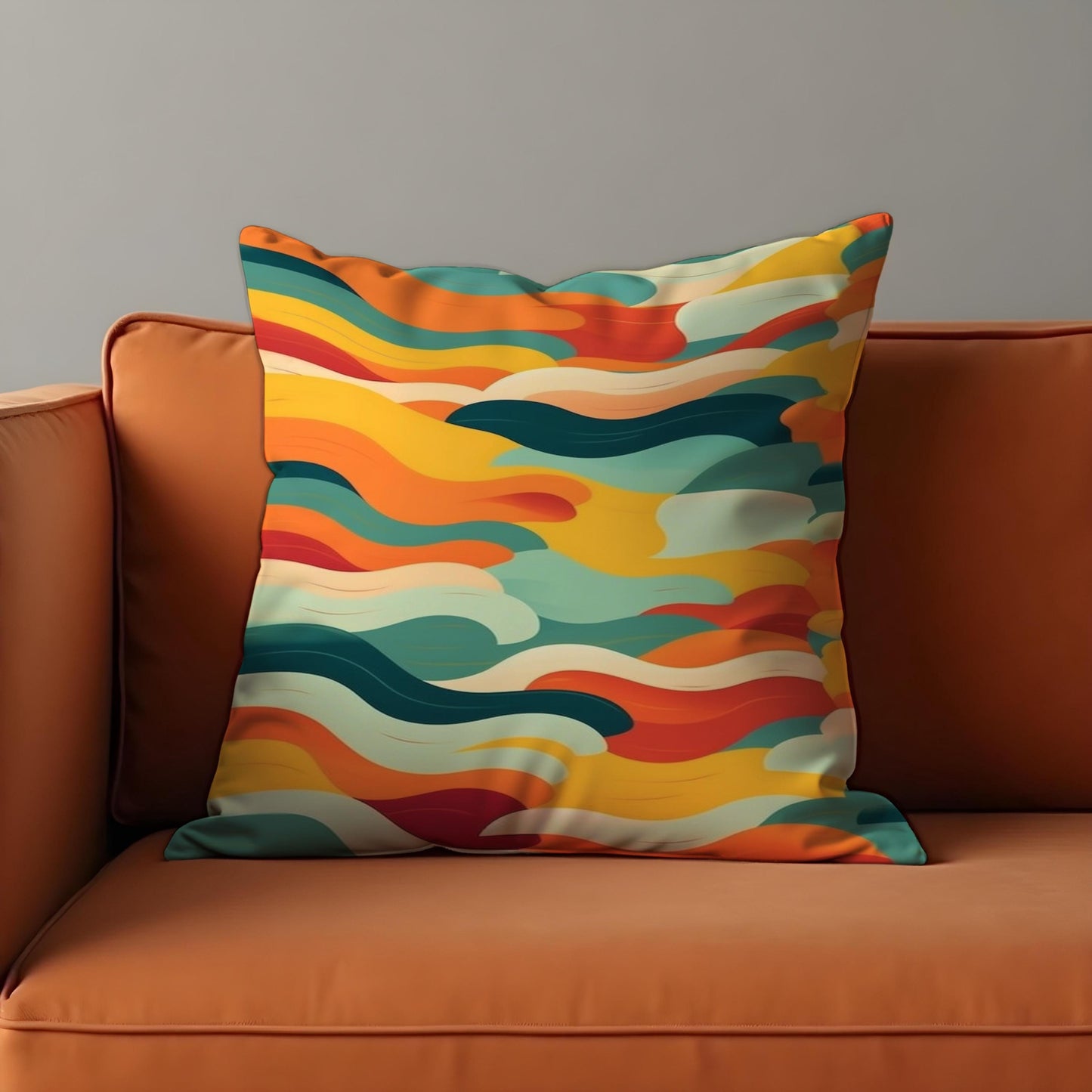 Retro Abstract Waves Cushion Cover, Mid-Century Modern Pillow Case