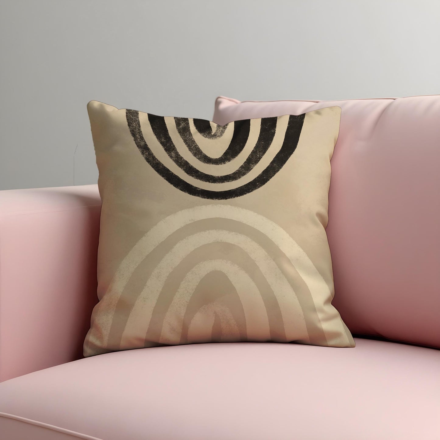 Modern Arch Cushion Cover, Beige & Black Abstract Throw Pillow Cover