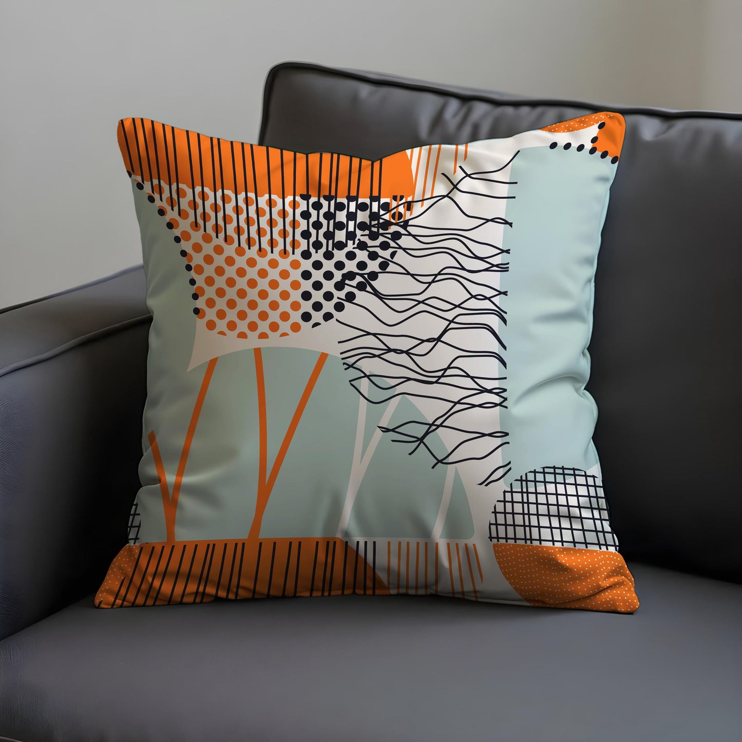 Abstract Modern Cushion Cover, Geometric Lines and Dots Pillow Case