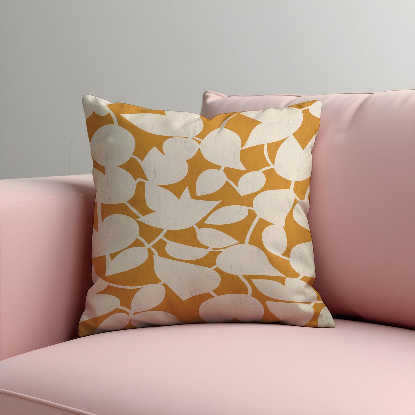 Retro Mustard Leaf Cushion Cover, Mid-Century Modern Abstract Pillowcase