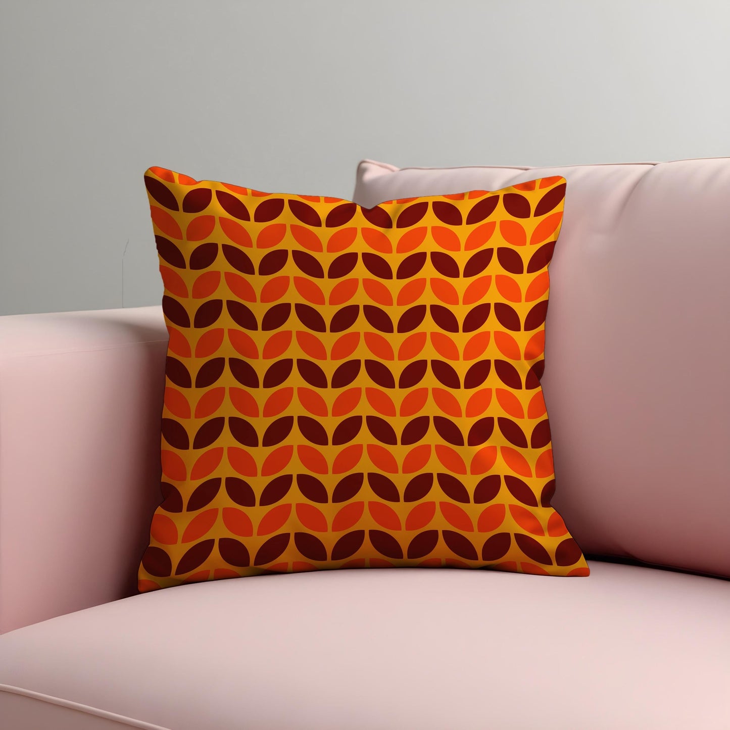 Retro Leaf Pattern Cushion Cover, Mid-Century Modern Pillow Case