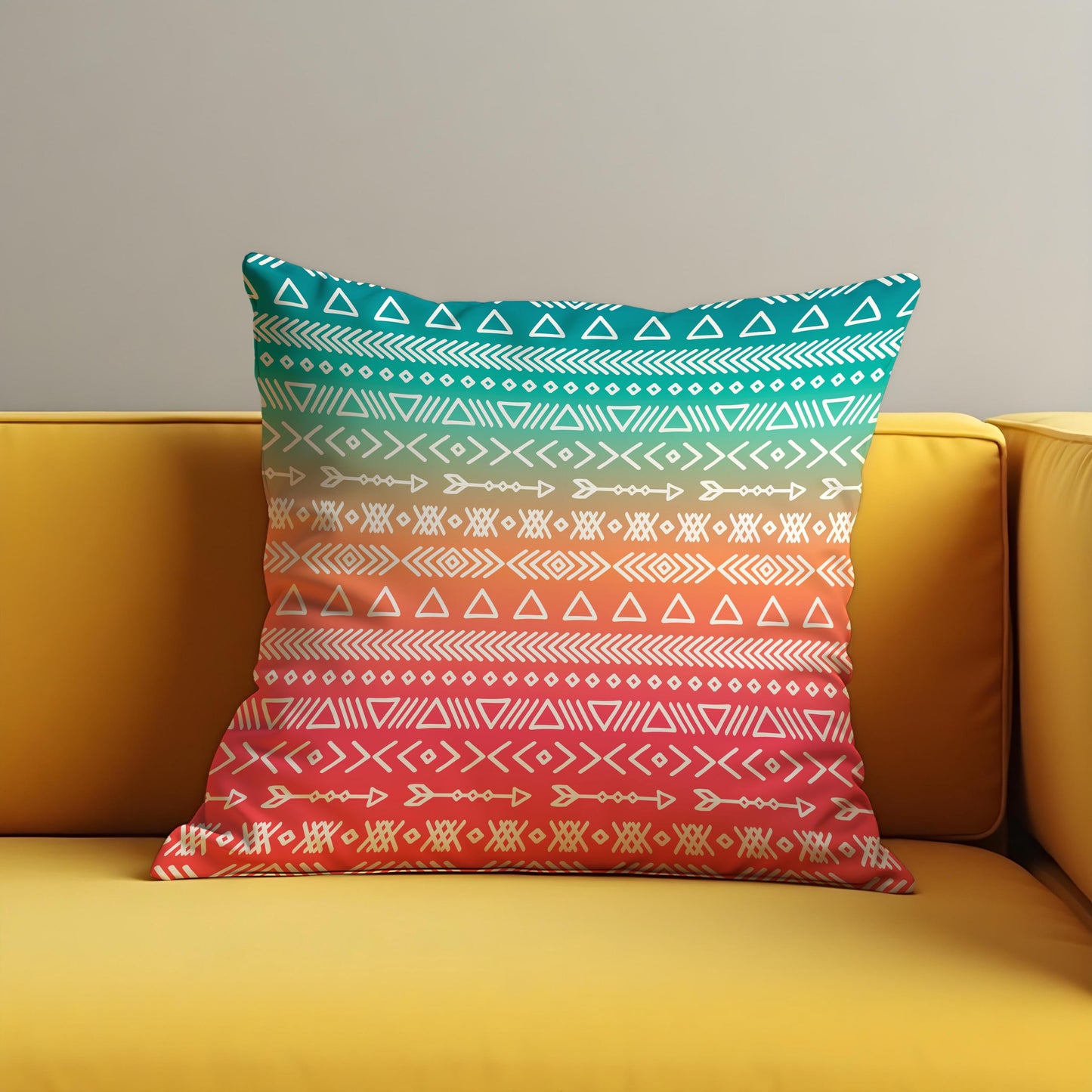 Boho Tribal Pattern Cushion Cover, Colorful Geometric Pillow Case