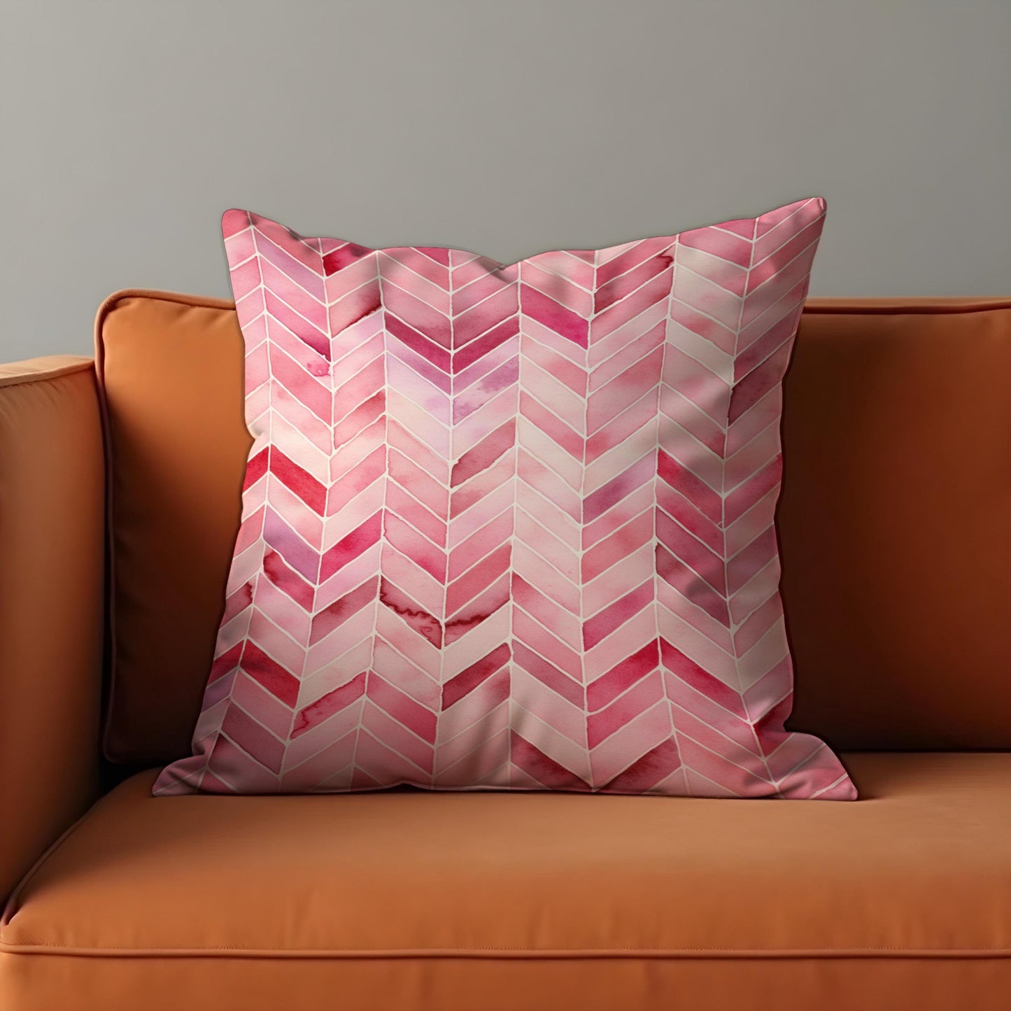 Pink Chevron Cushion Cover, Watercolor Zigzag Throw Pillow Cover