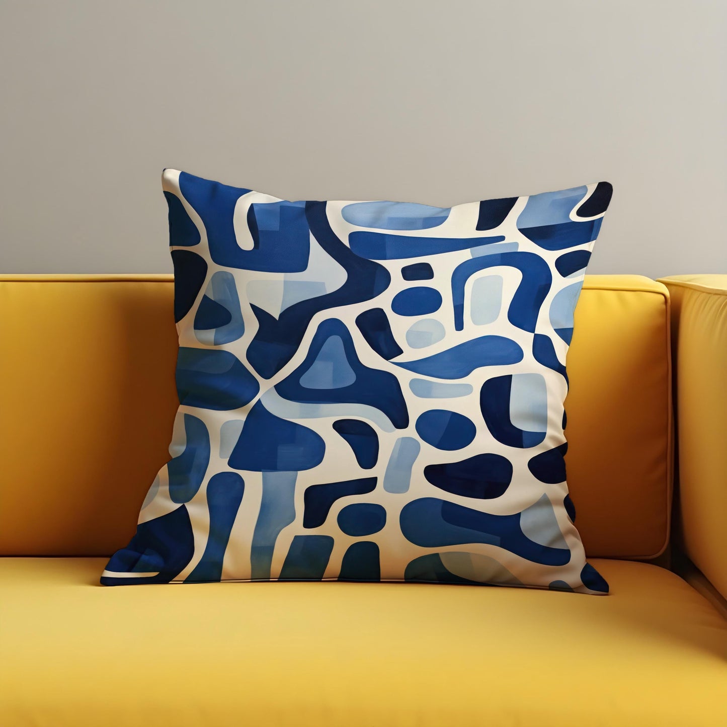 Abstract Blue Cushion Cover, Navy Blue Pattern Pillow Case