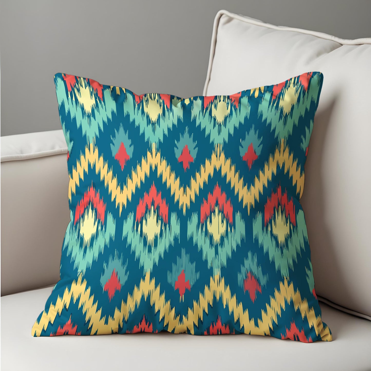 Tribal Ikat Throw Pillow Cover, Bold Geometric Cushion Cover