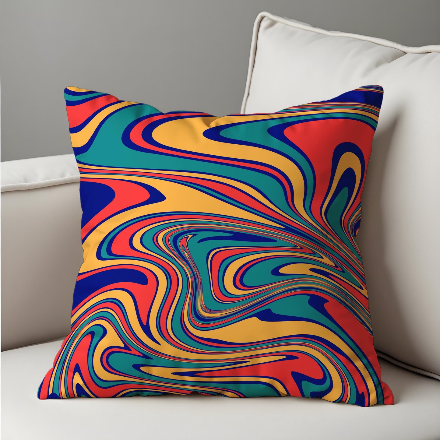 Abstract Swirl Cushion Cover, Vibrant Colorful Pillow Case
