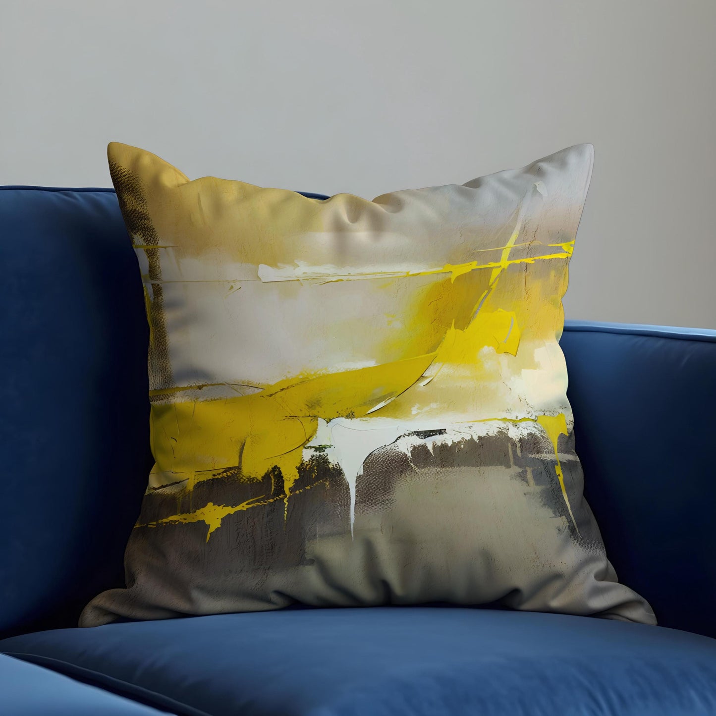 Yellow Abstract Cushion Cover, Modern Artistic Throw Pillow Case