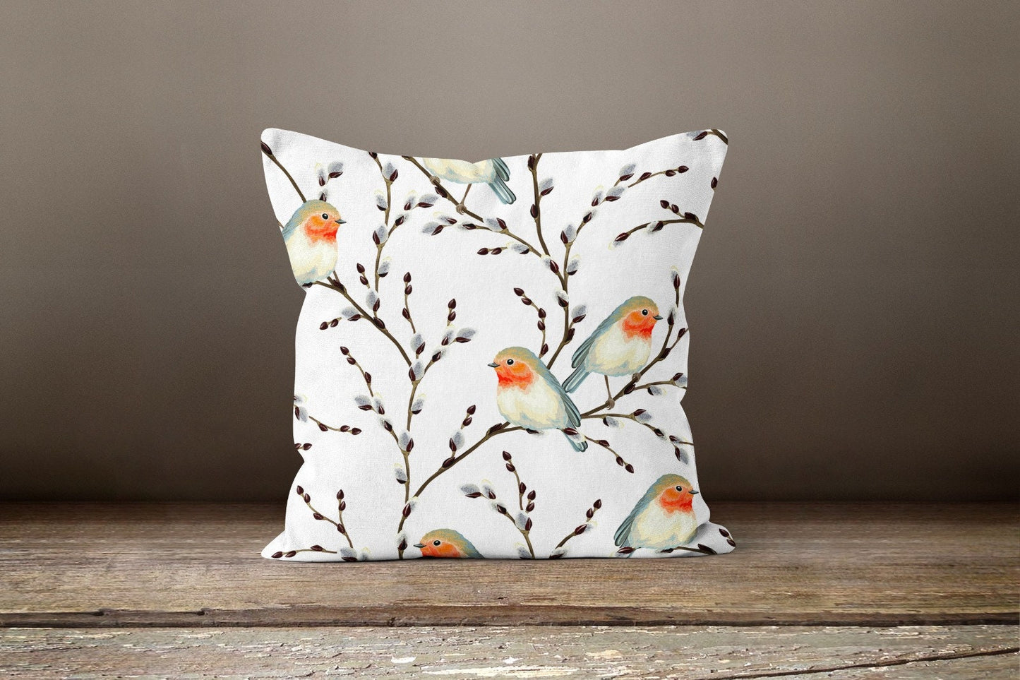 Floral Bird Decorative Cushion Cover