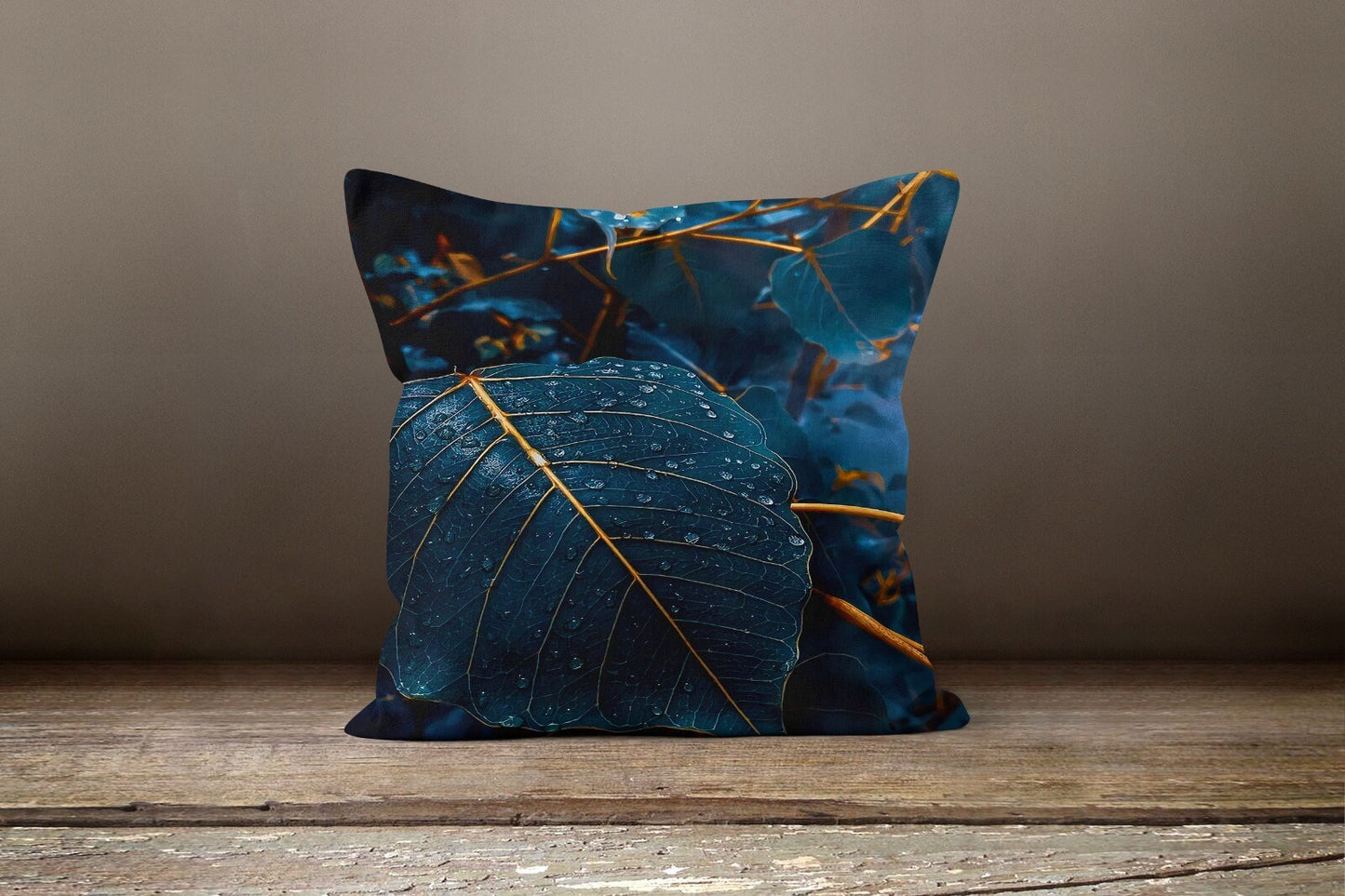 Navy Blue Modern Floral Cushion Cover