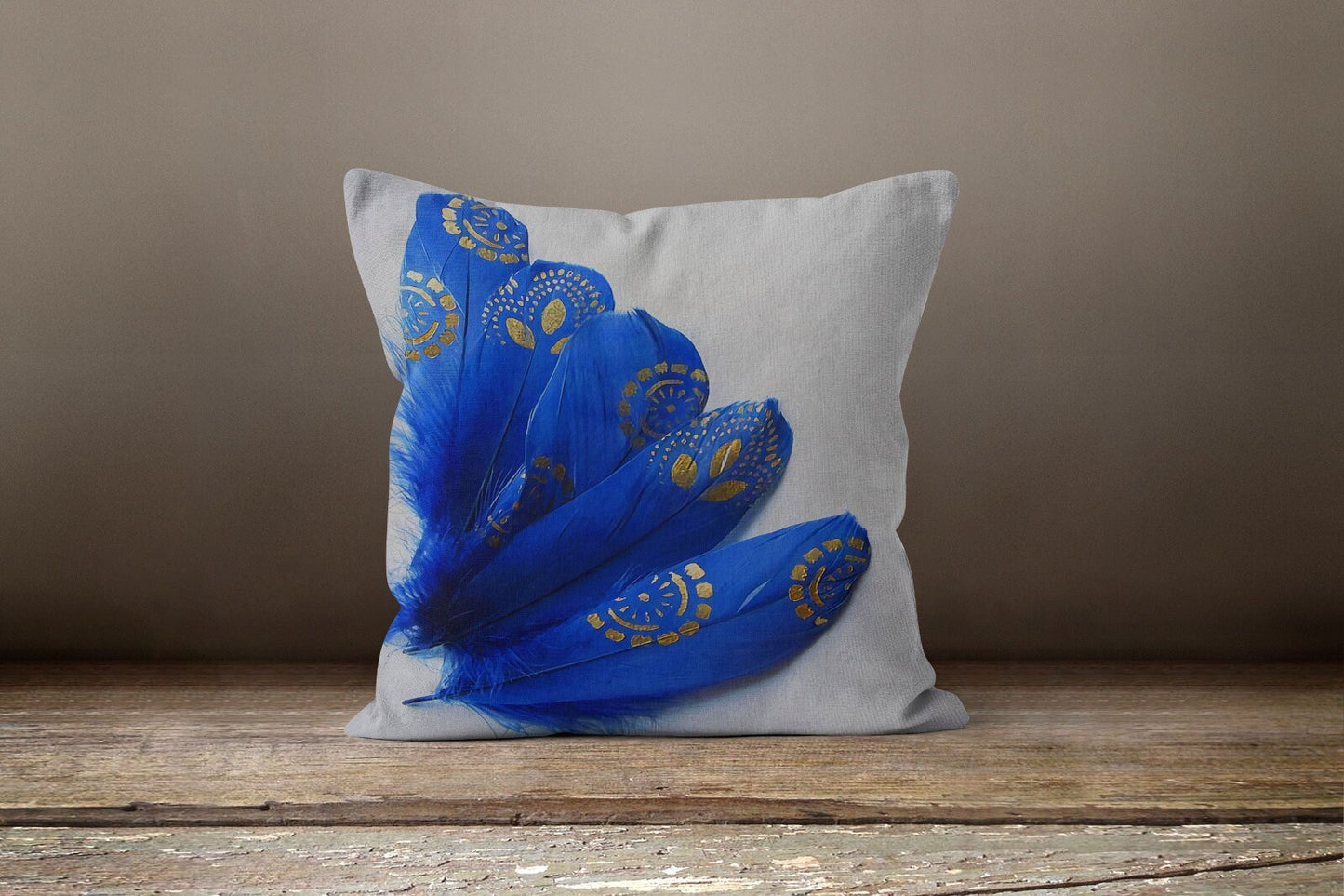 Navy Blue Modern Floral Cushion Cover