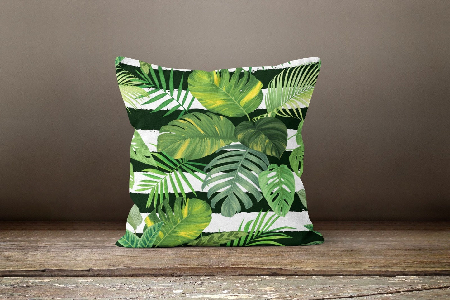 Green Palm Leaves Botanical Monstera Cushion Cover