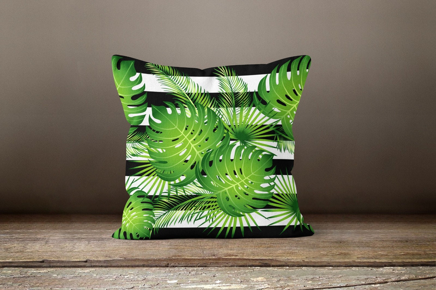 Green Palm Leaves Botanical Monstera Cushion Cover