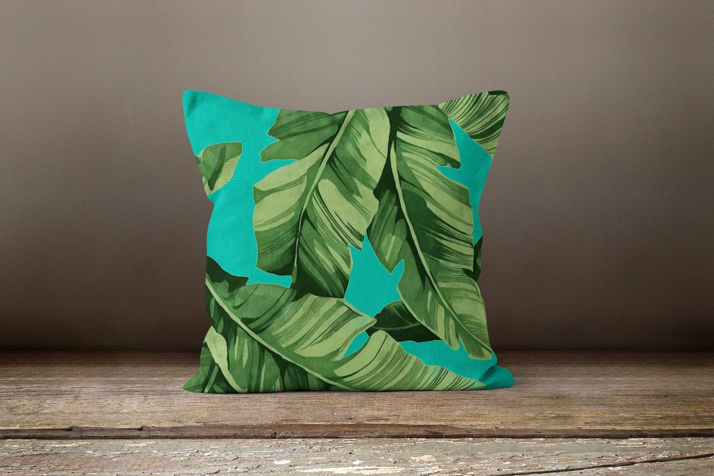 Green Palm Leaves Tropical Flower Cushion Cover