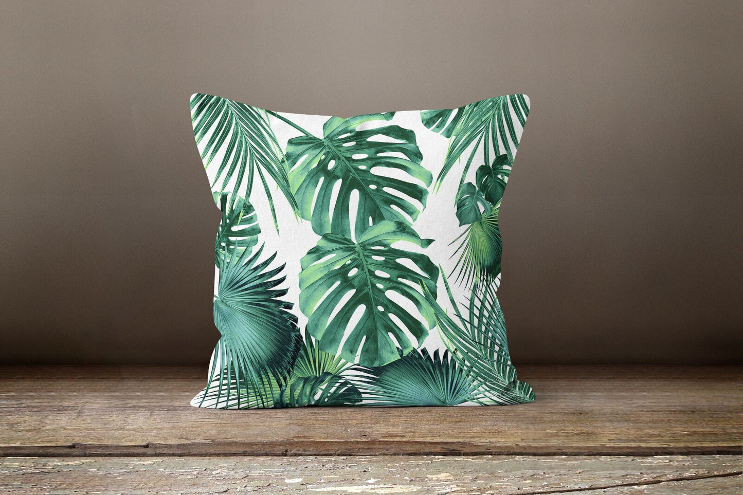 Green Palm Leaves Monstera Decorative Cushion Cover
