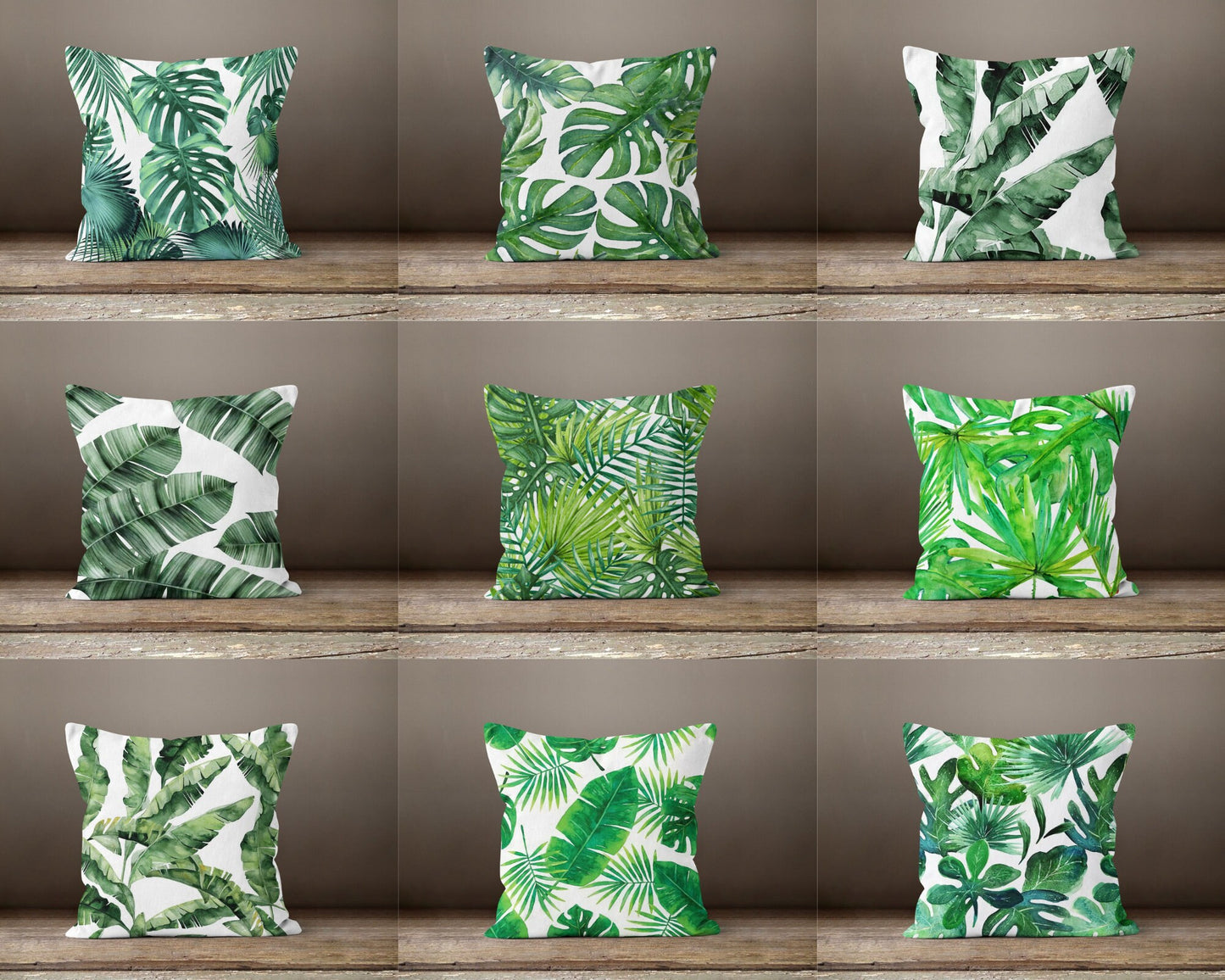 Green Palm Leaves Monstera Decorative Cushion Cover