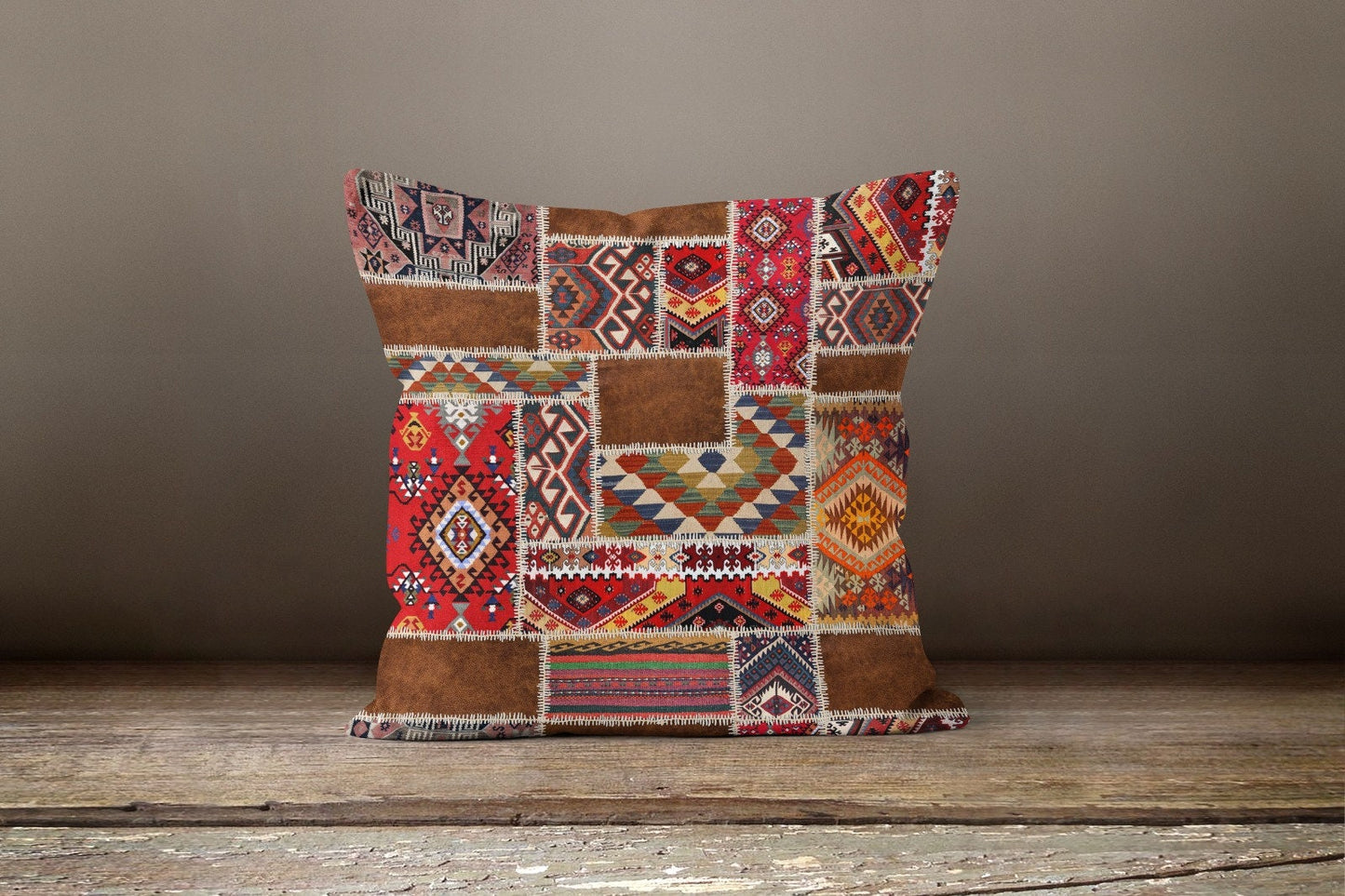 Traditional Anatolian Style Kilim Ethnic Print Cushion Cover