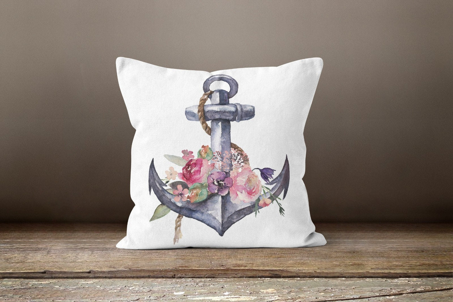 Nautical Anchor Cushion Cover, Navy Blue Nautical Maritime Decor
