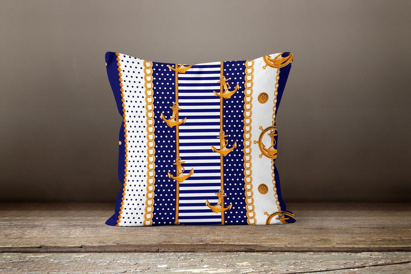 Nautical Anchor Cushion Cover, Navy Blue Nautical Maritime Decor