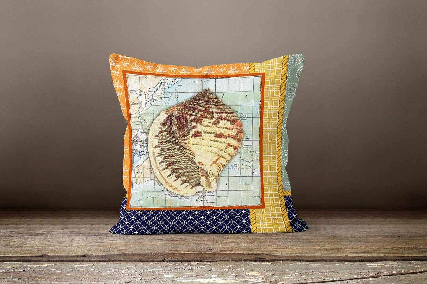 Beach House Decor Nautical Crab Cushion Cover