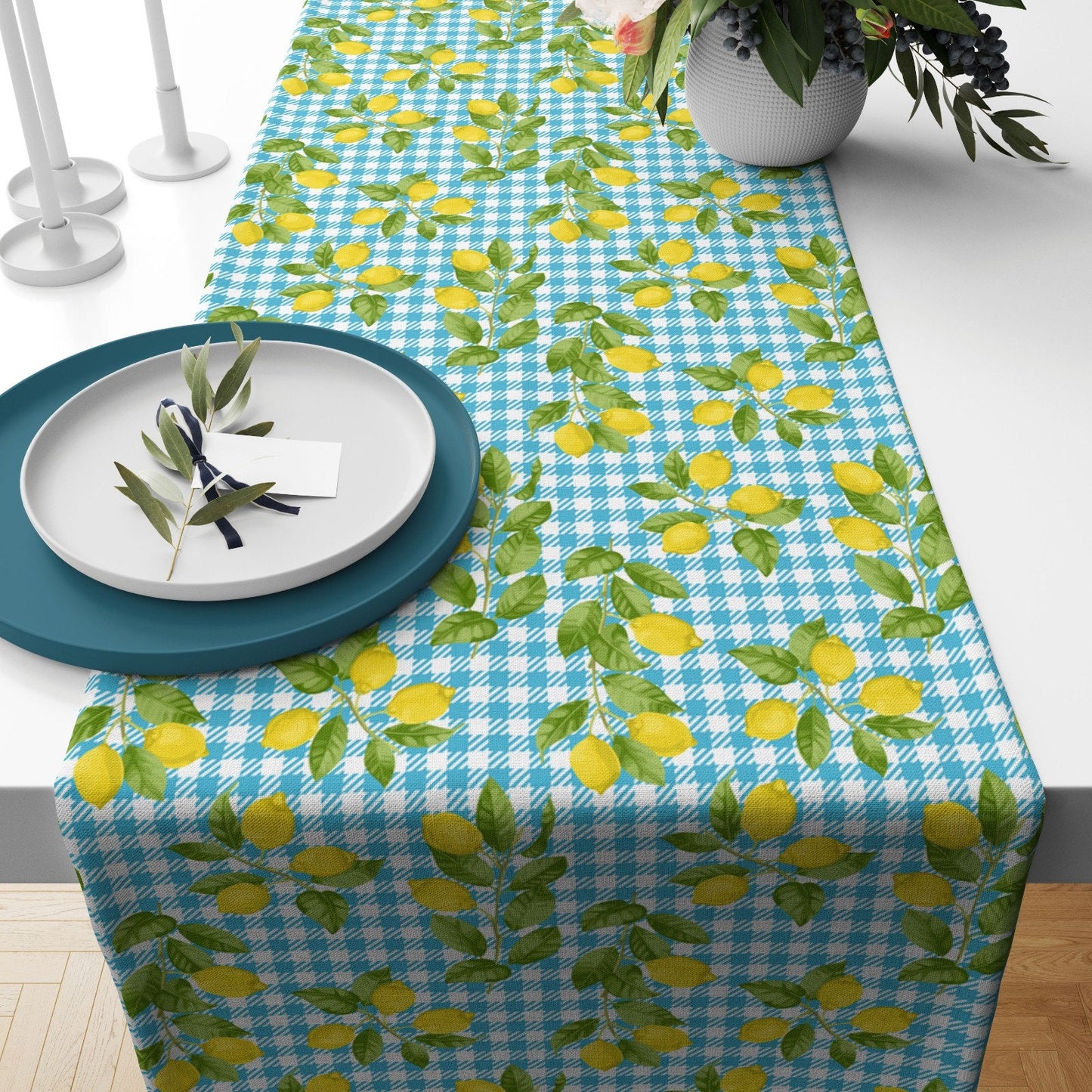 Olive and Lemon Table Runner