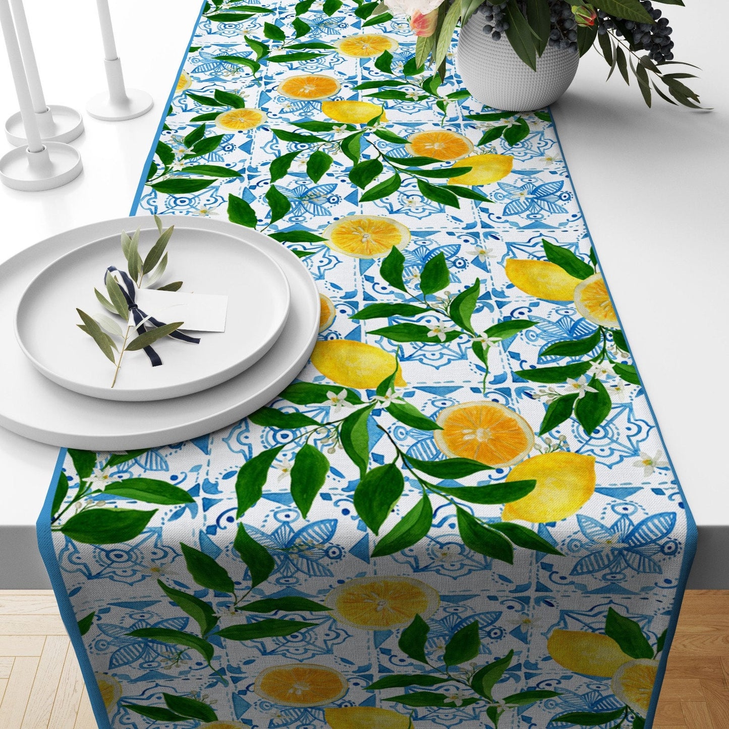 Citrus Lemon and Lime Table Runner - Handmade