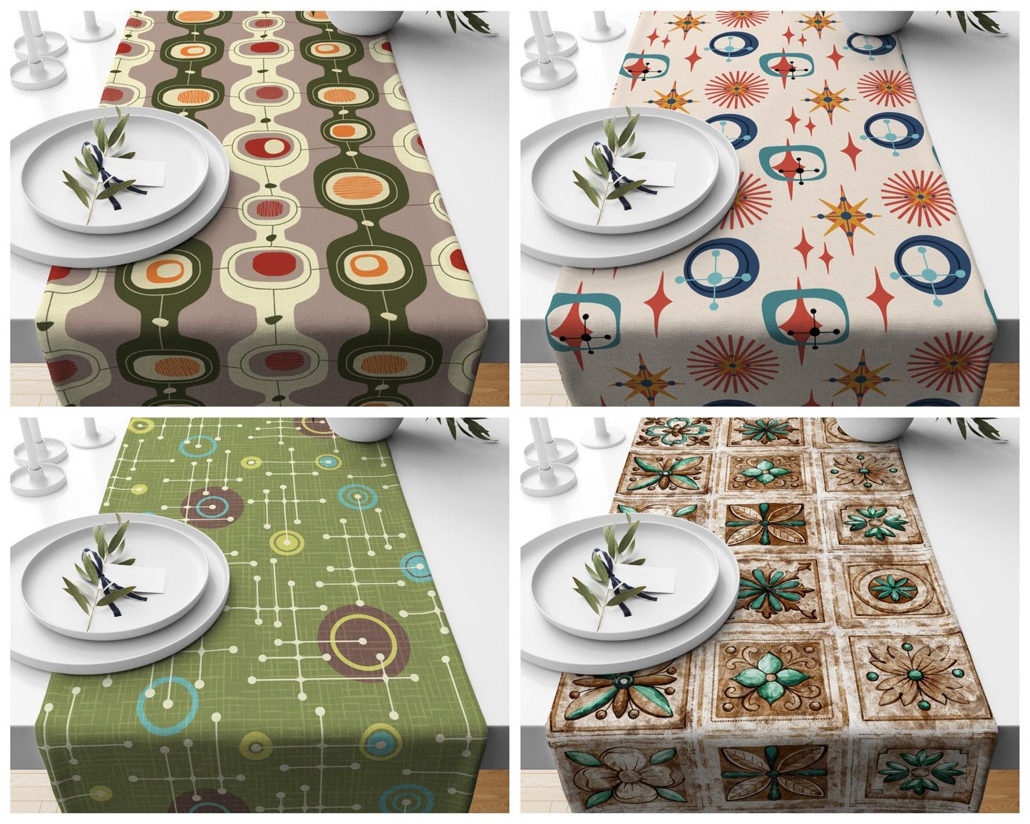 Geometric Mid Century Modern Table Runner