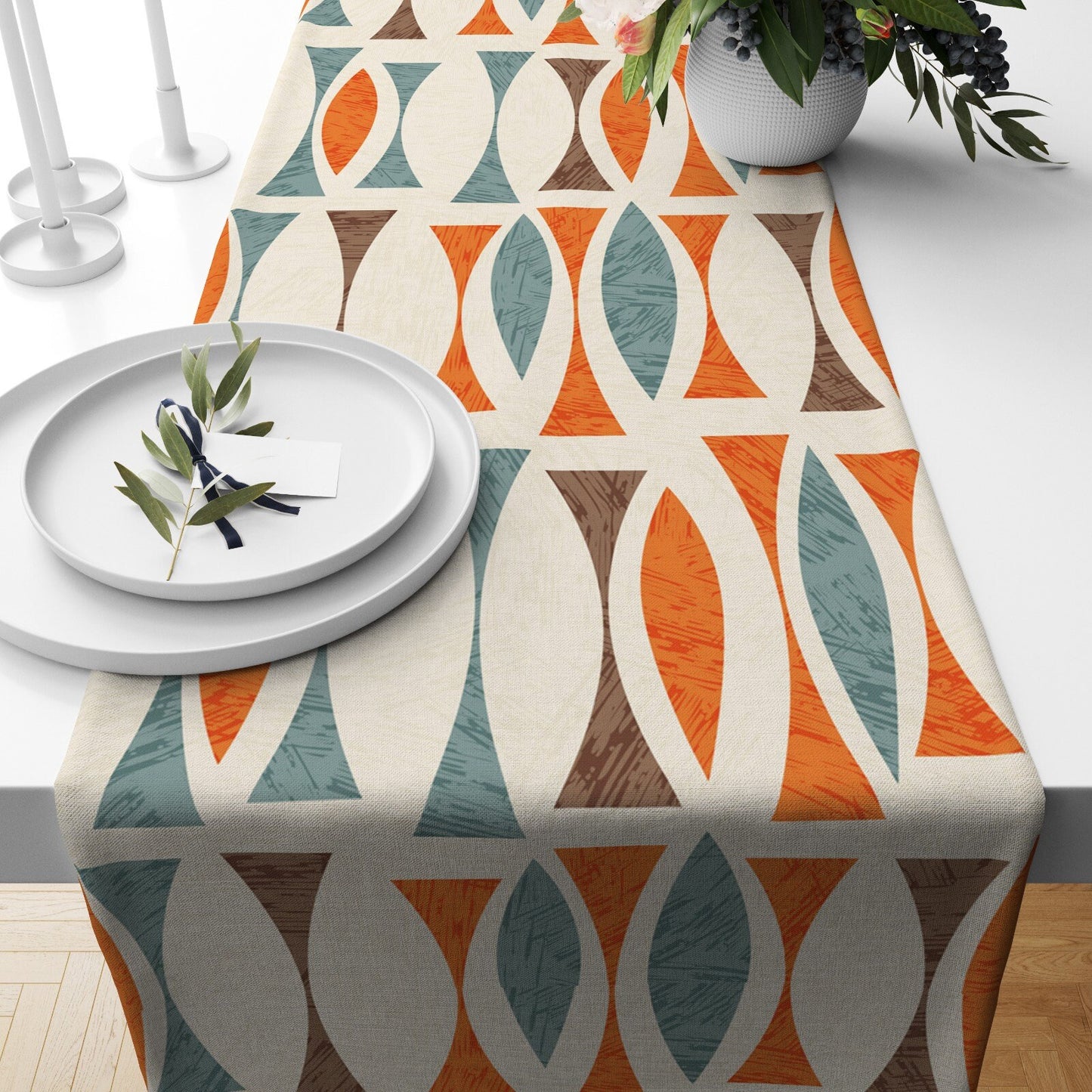 Abstract Retro Mid Century Modern Table Runner