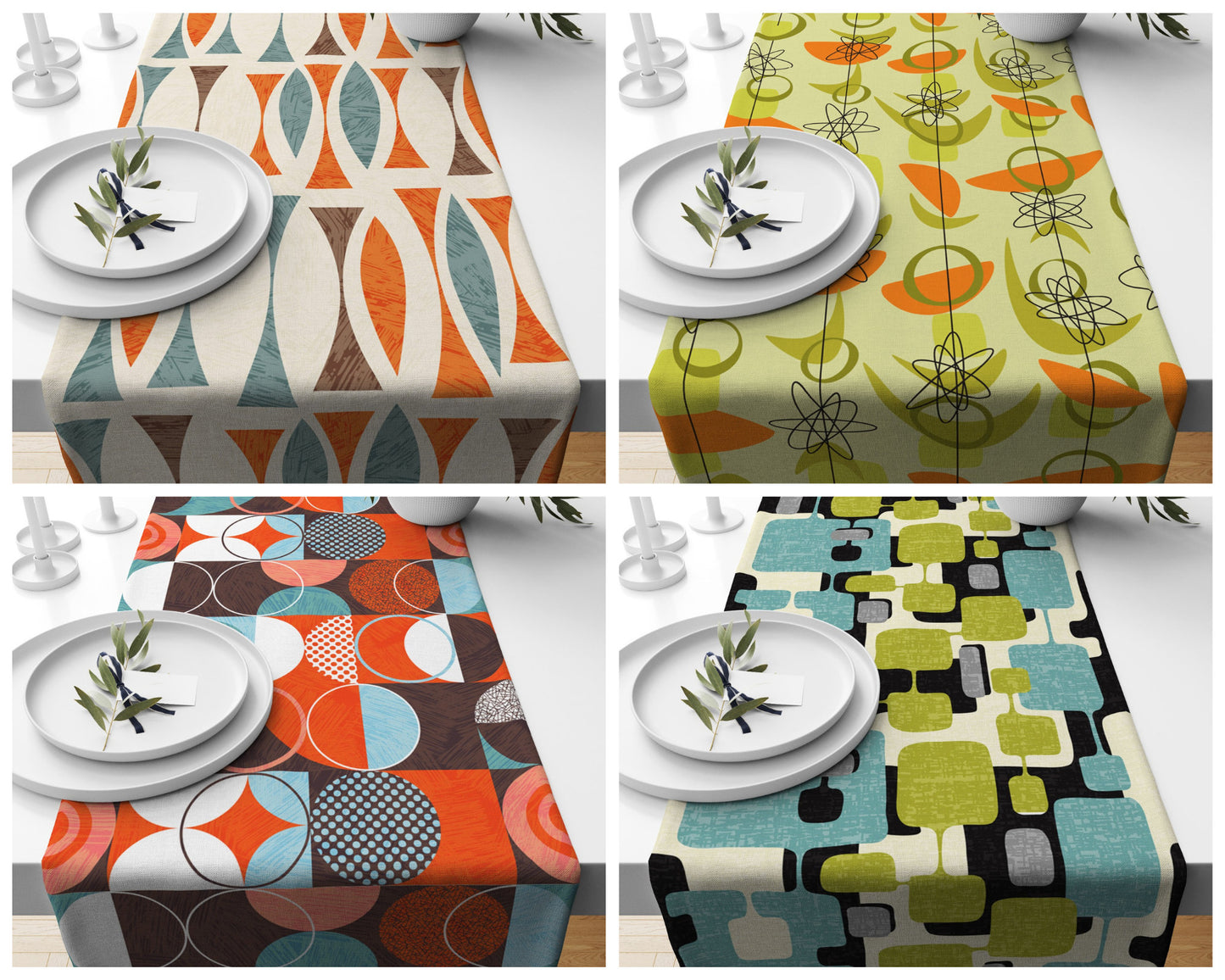 Abstract Retro Mid Century Modern Table Runner