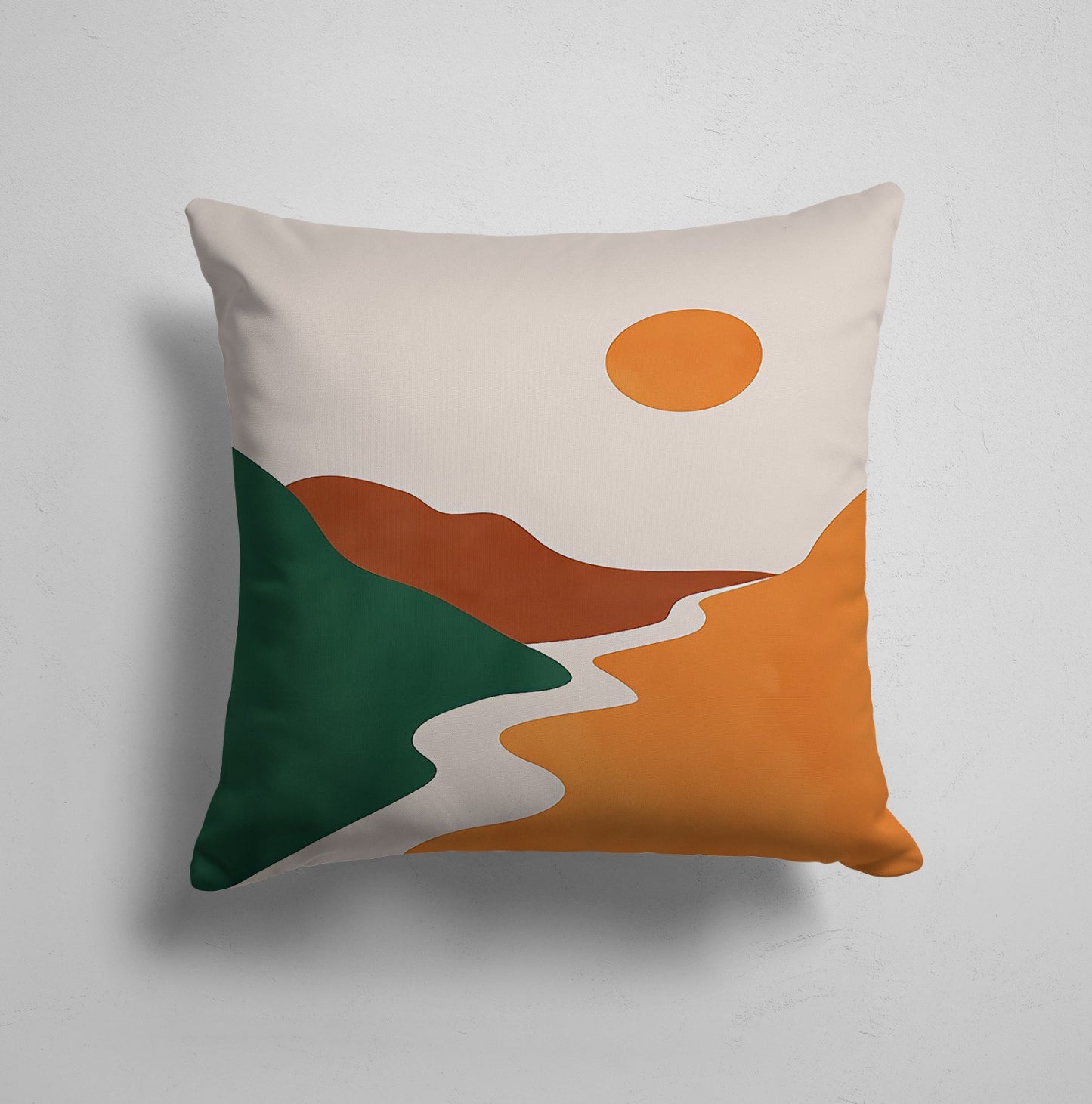 Terracotta Abstract Flower Landscape Cushion Cover