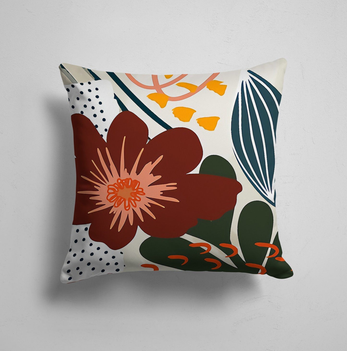 Terracotta Abstract Flower Landscape Cushion Cover