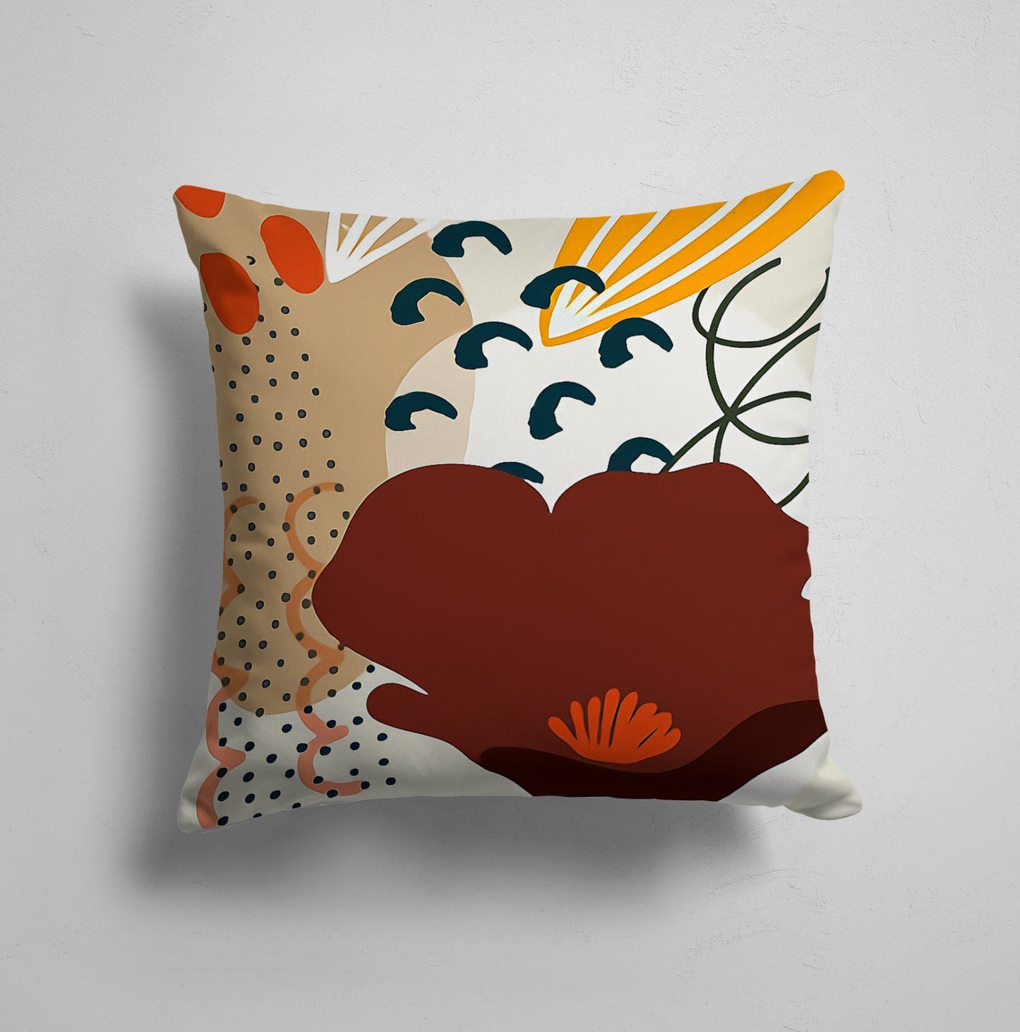 Terracotta Abstract Flower Landscape Cushion Cover