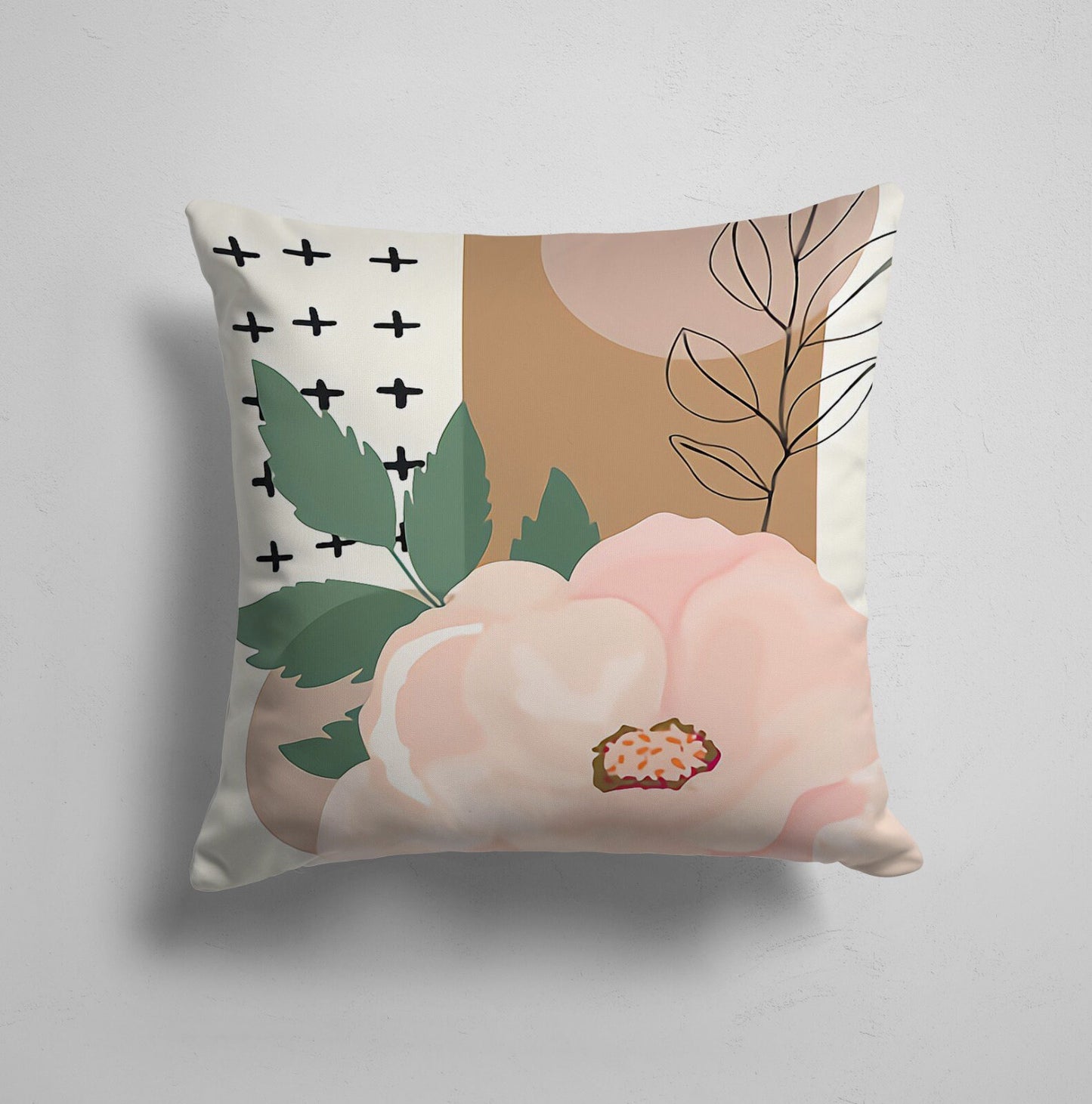 Terracotta Abstract Flower Landscape Cushion Cover