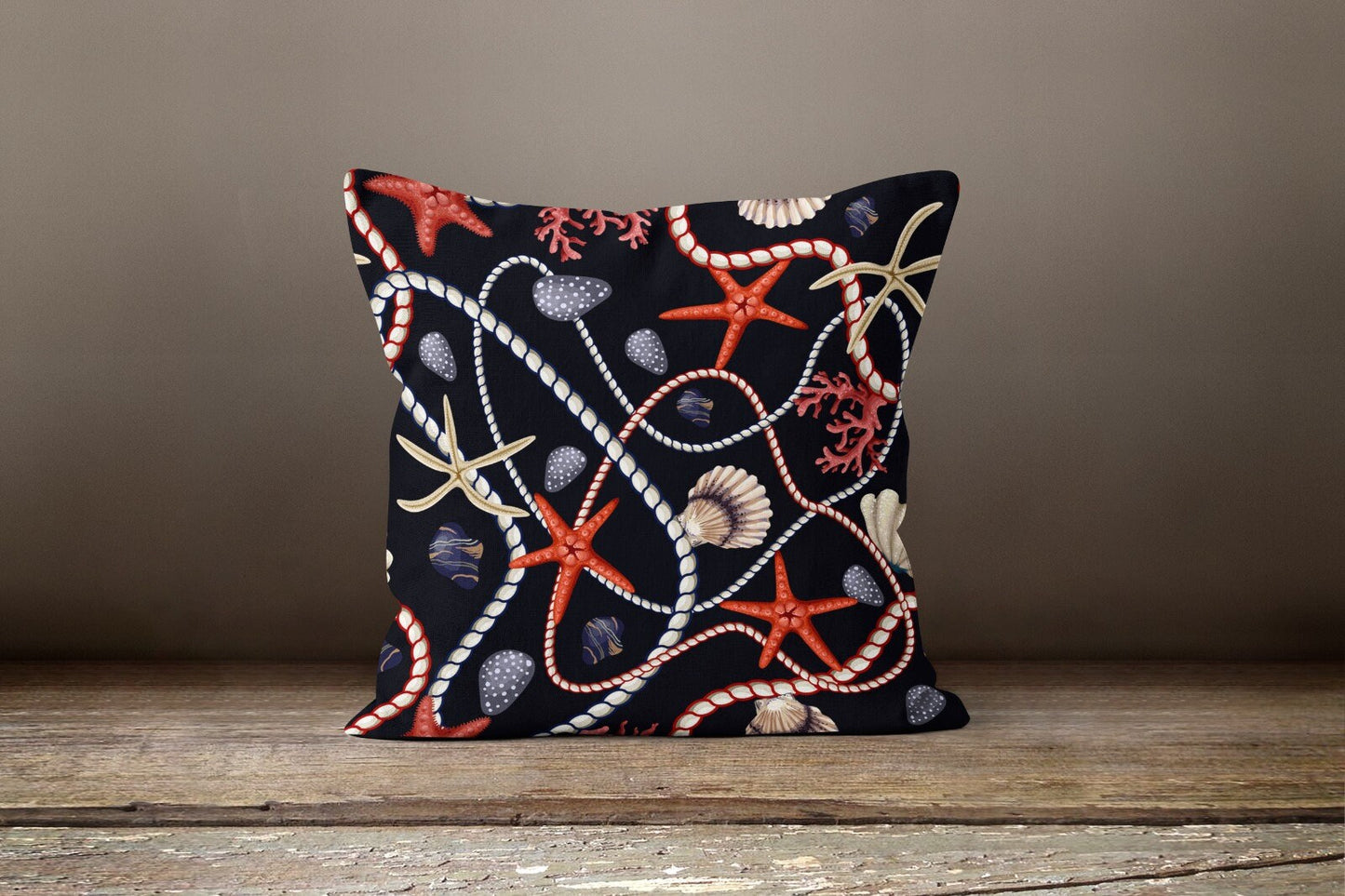 Nautical Seashell Starfish Coral Cushion Cover