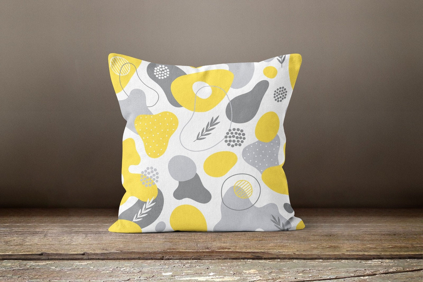 Yellow Grey Modern Geometric Striped Cushion Cover