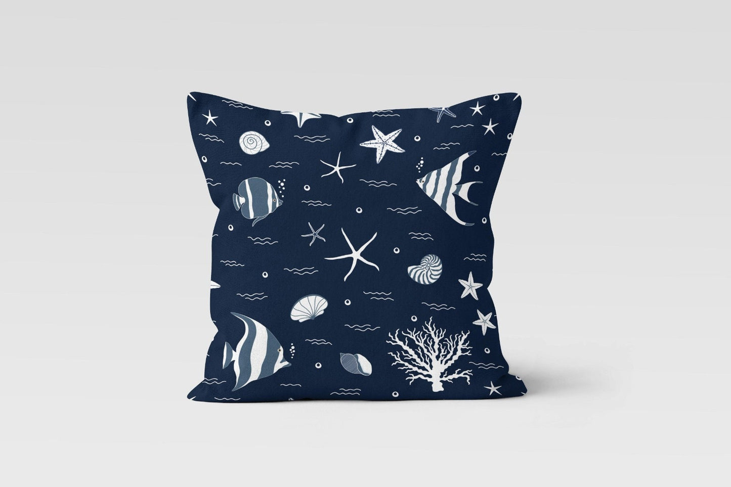 Red and Blue Octopus Cushion Cover, Watercolor Ocean Decor
