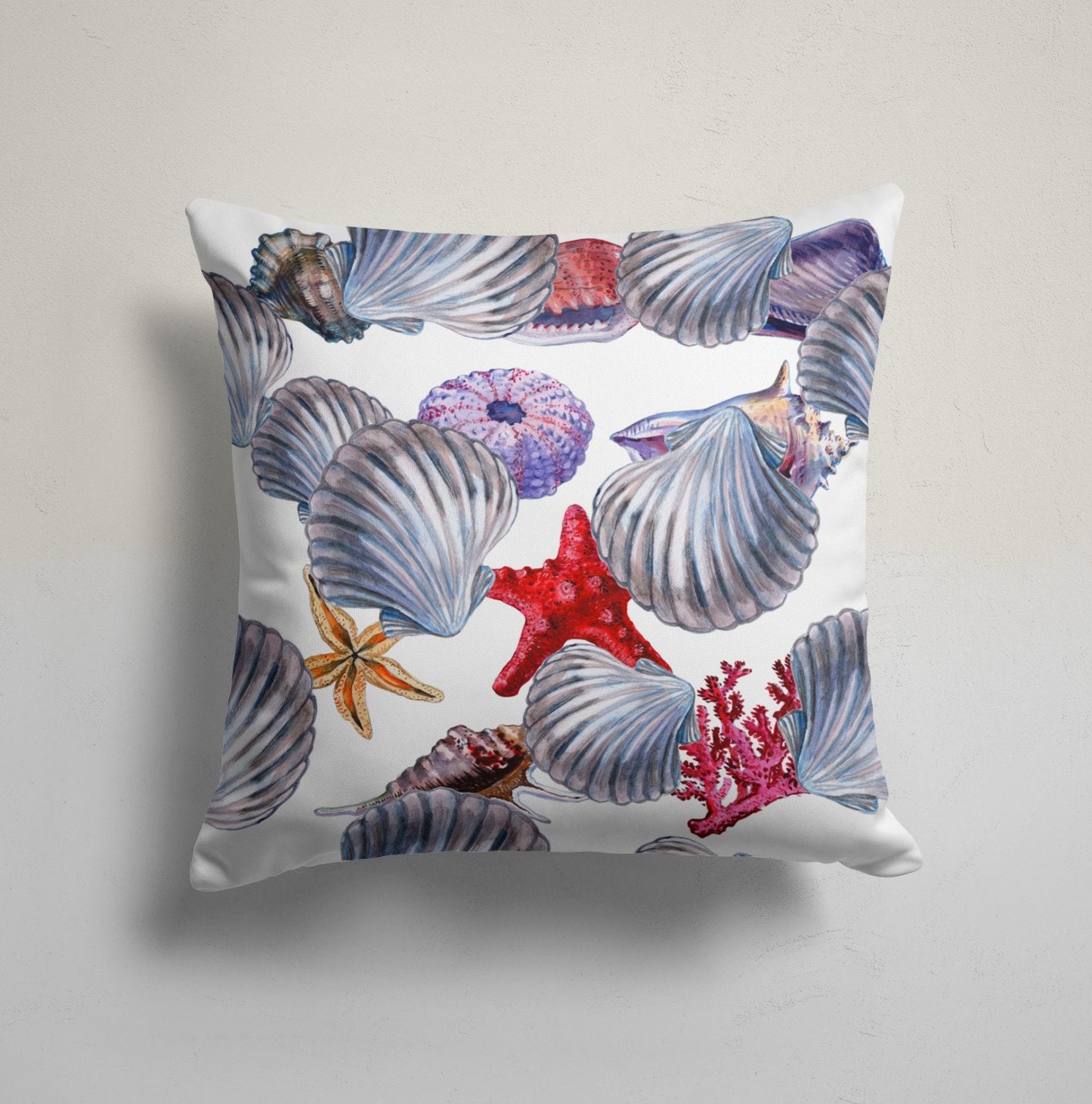 Nautical Seahorse and Seashell Cushion Cover