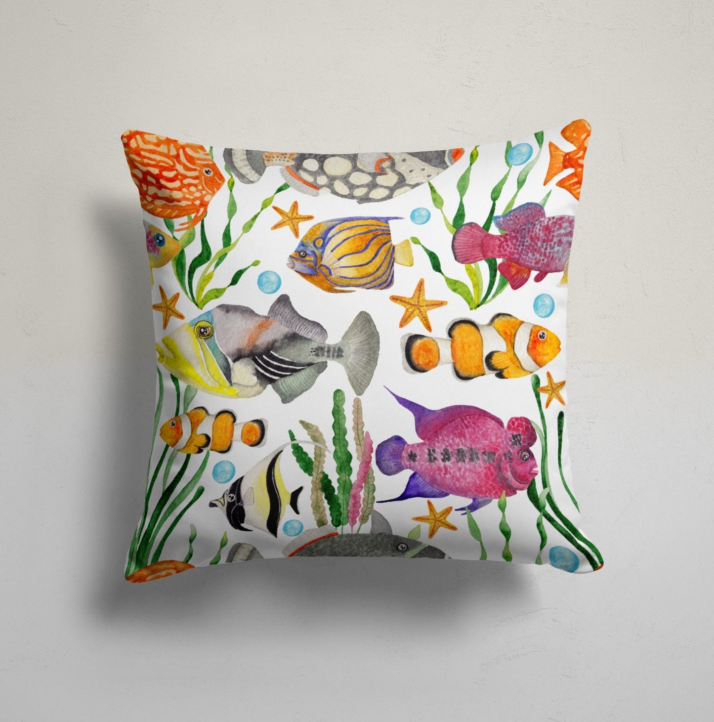 Nautical Seahorse and Seashell Cushion Cover