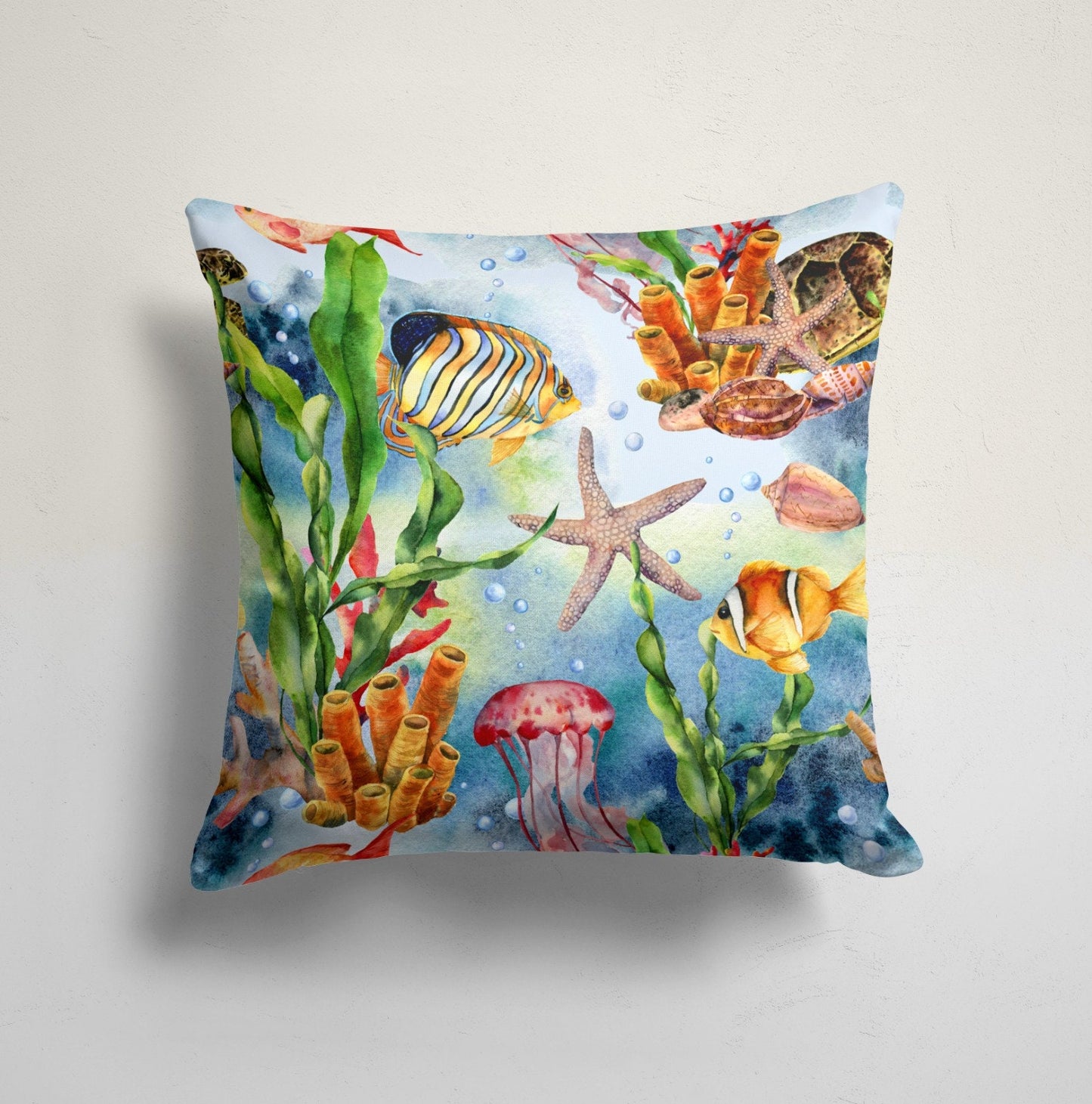 Nautical Seahorse and Seashell Cushion Cover