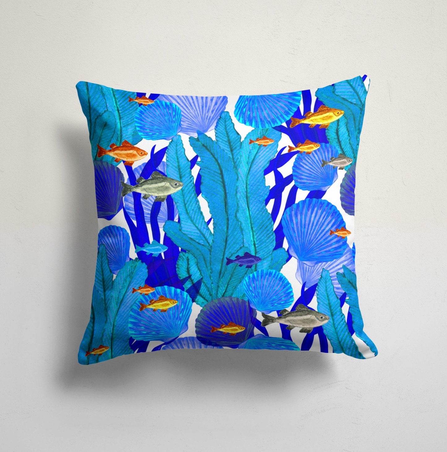Nautical Seahorse and Seashell Cushion Cover