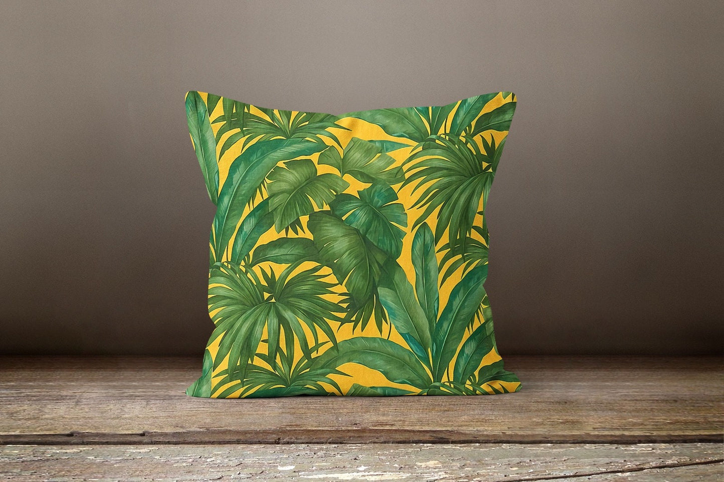 Green Monstera Palm Leaf Tropical Cushion Cover