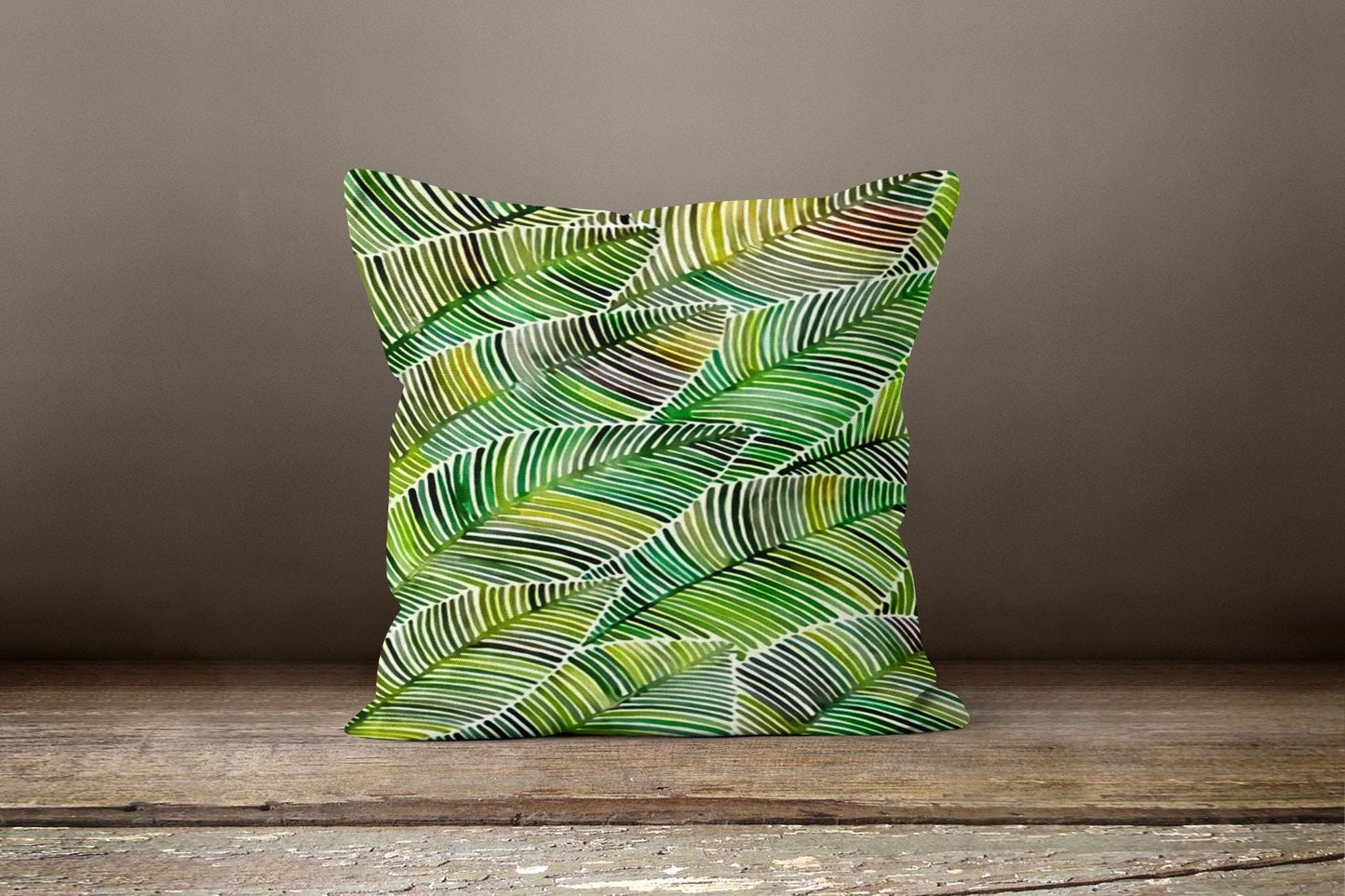Green Monstera Palm Leaf Tropical Cushion Cover