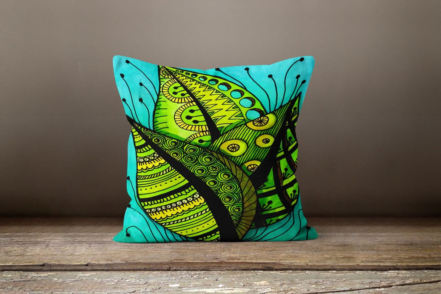 Green Monstera Palm Leaf Tropical Cushion Cover