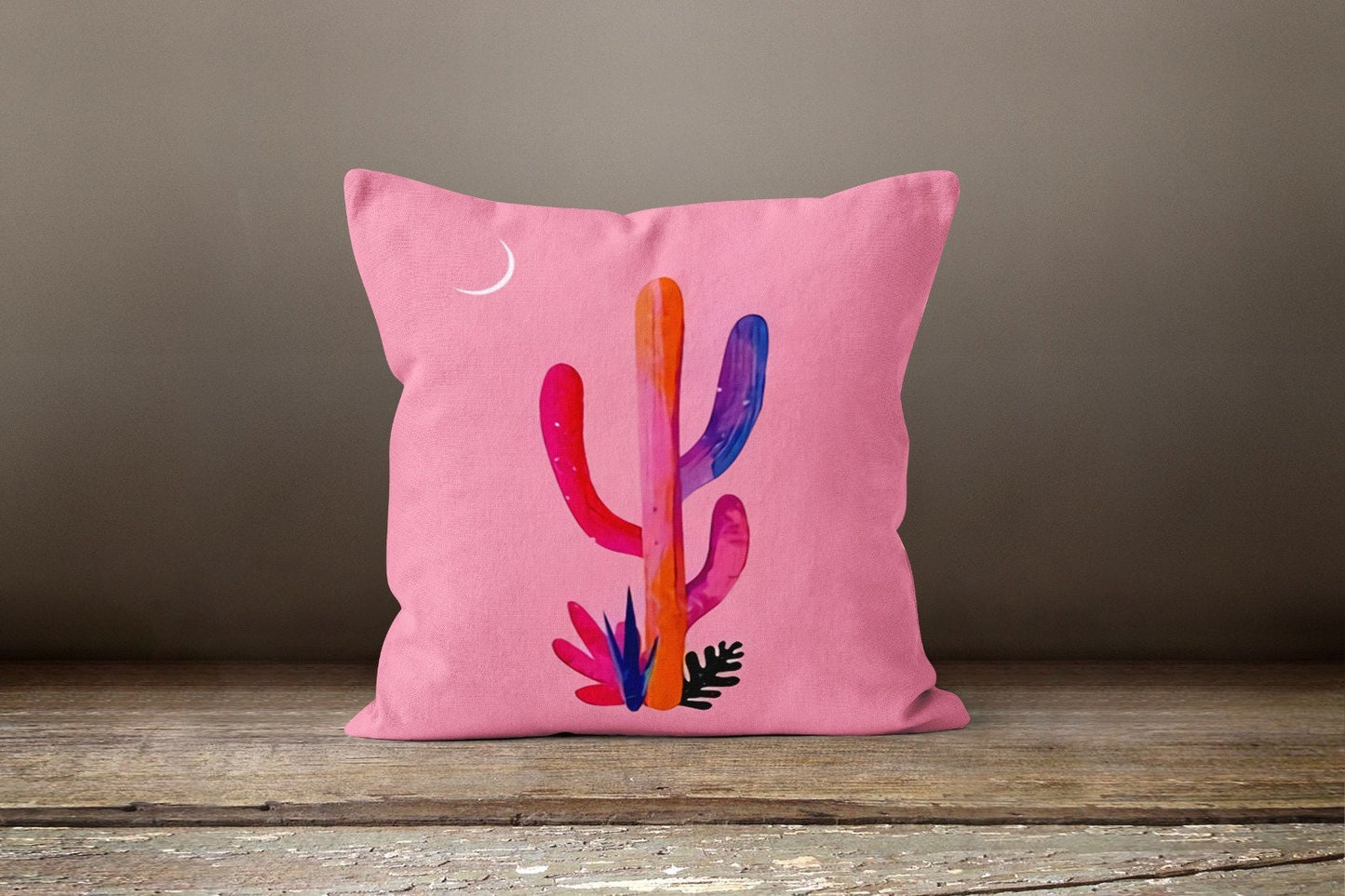 Cactus Cushion Cover Green and Pink Botanical Cushion Case