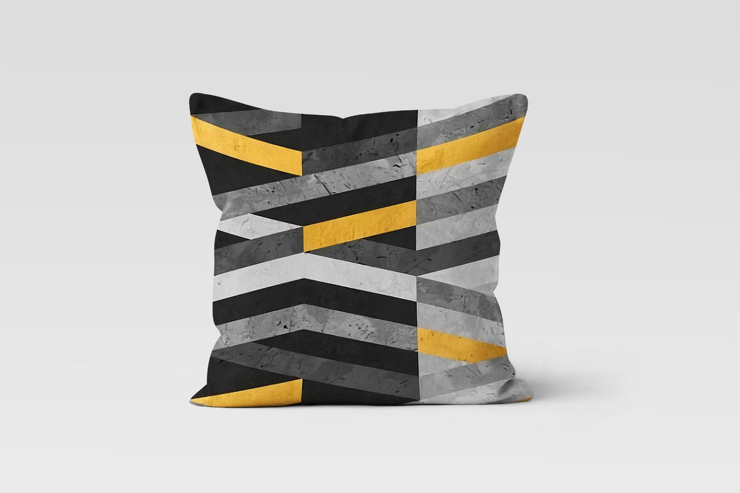 Geometric Yellow Grey Abstract Modern Cushion Cover