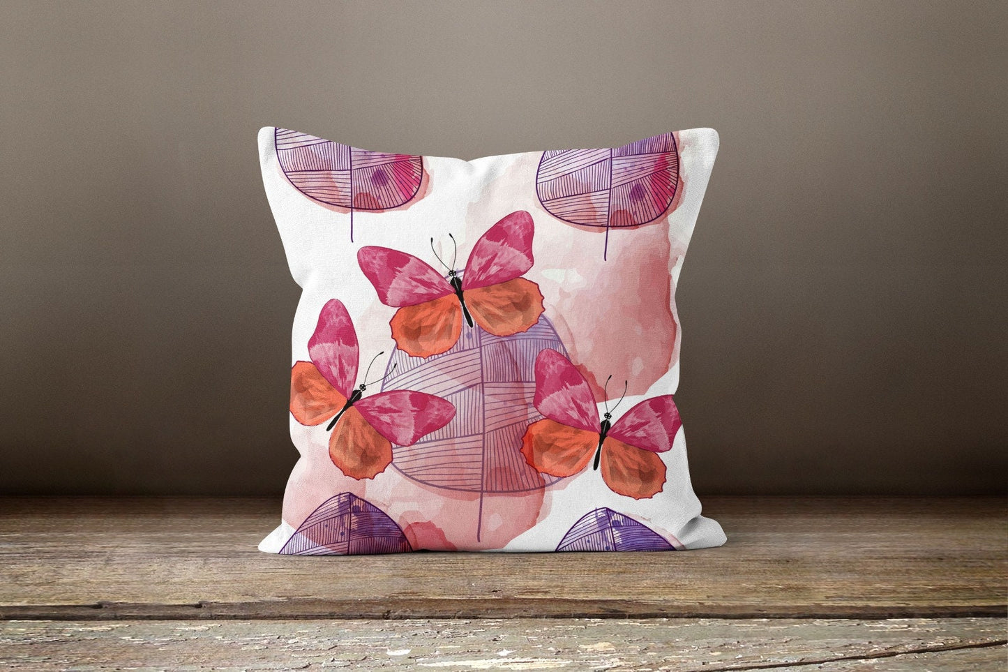 Floral Butterfly Magic Hat Cushion Cover, Bright Spring Decor