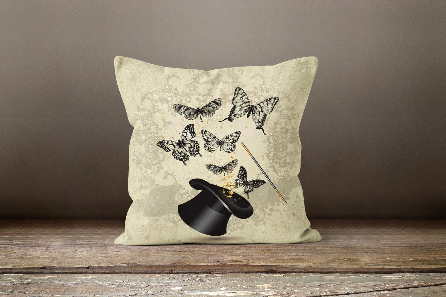 Floral Butterfly Magic Hat Cushion Cover, Bright Spring Decor