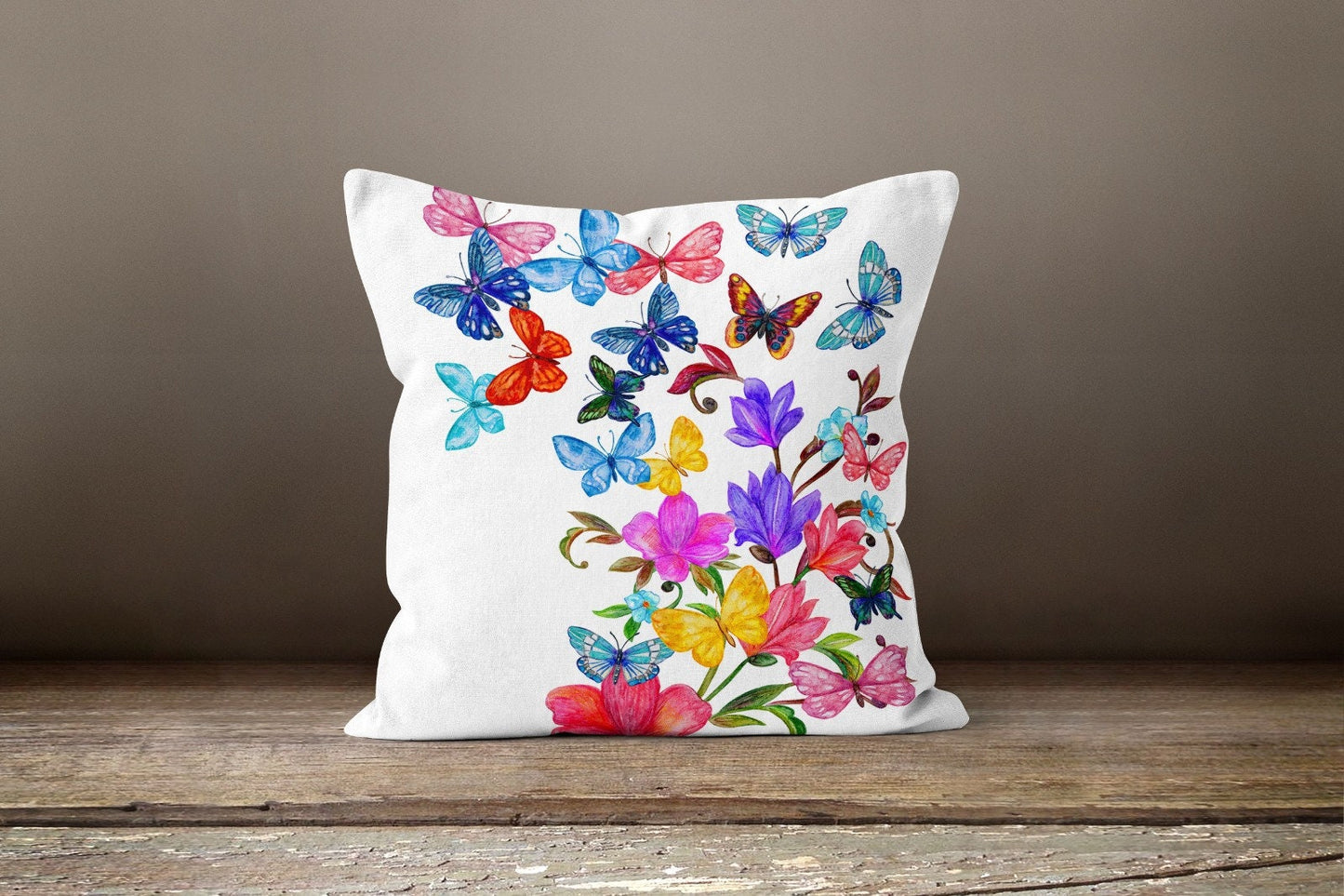 Floral Butterfly Magic Hat Cushion Cover, Bright Spring Decor