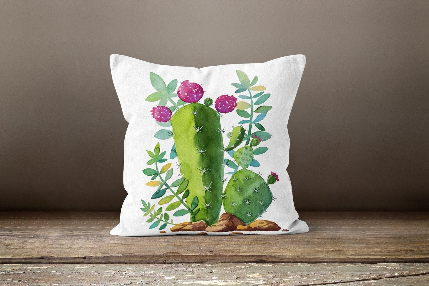 Green Cactus Succulent Plant Botanical Cushion Cover