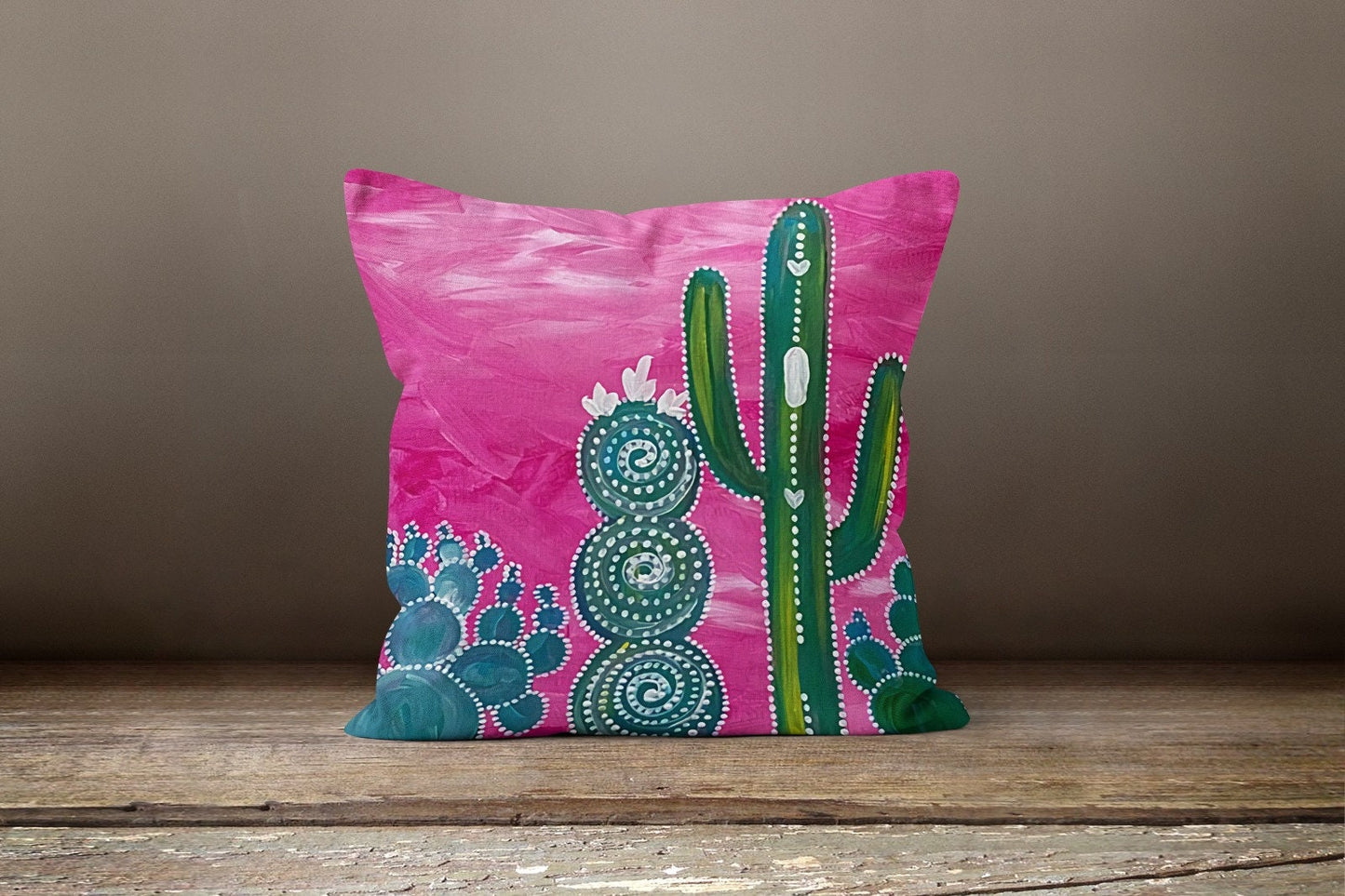 Green Cactus Succulent Plant Botanical Cushion Cover