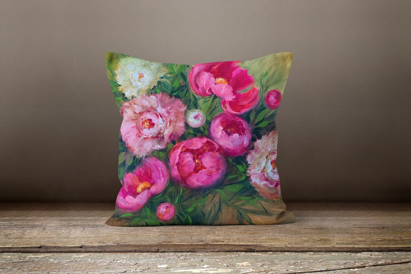 Lush Garden Pink Peonies Cushion Cover, Luxurious Color Accent for Any Room
